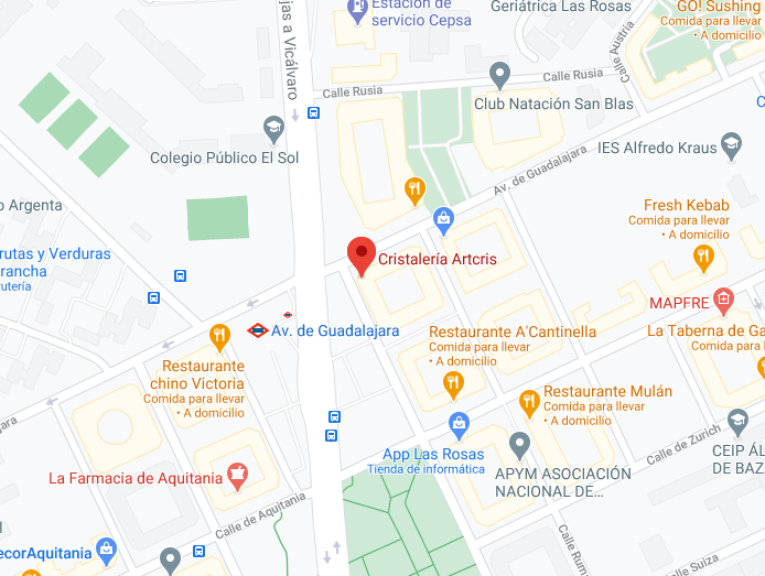 Mapa cristalería Madrid